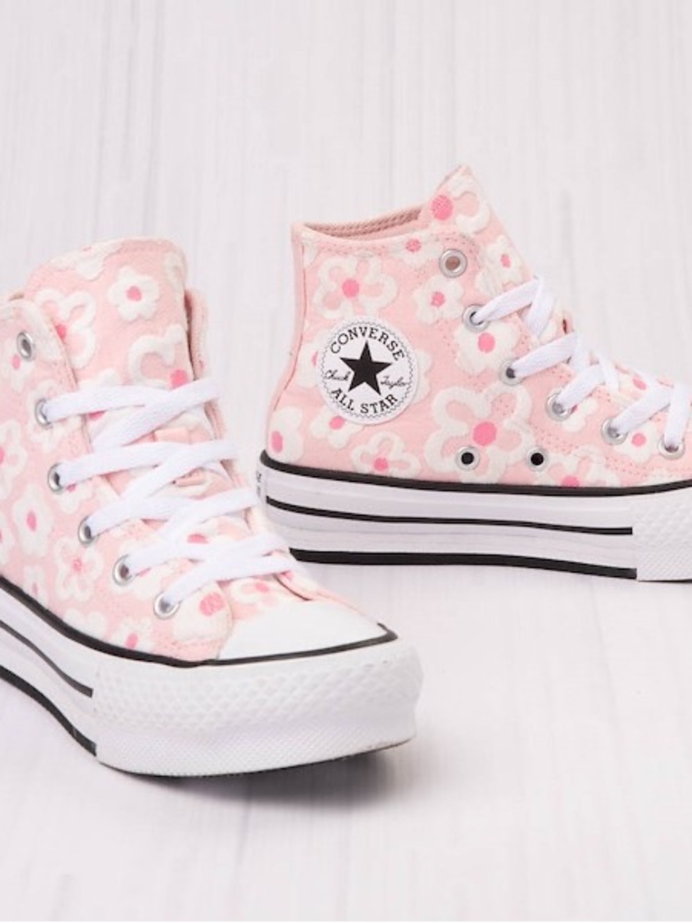 Converse Pink Floral Lift High Tops Sz 2Y